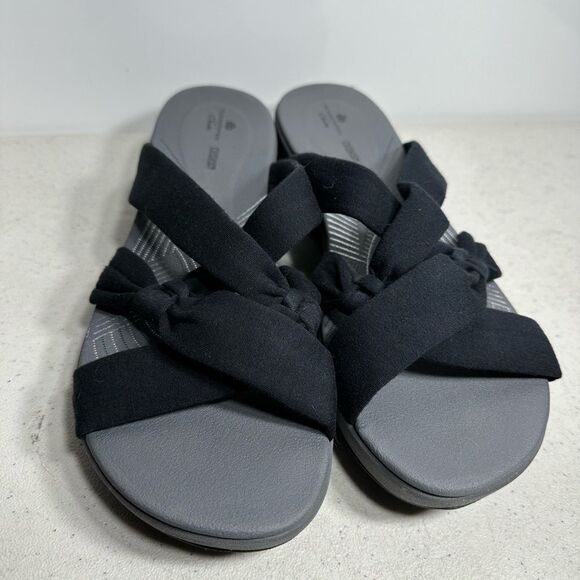 Clarks Cloud Steppers Black Arla Dristi Jersey Slide Sandals 11M - Picture 3 of 8